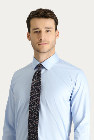  Uçuk Mavi Uzun Kol Slim Fit Dar Kesim Non Iron Saten Pamuklu Gömlek-Ki??l?