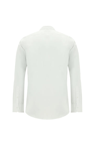  Beyaz Uzun Kol Slim Fit Dar Kesim Non Iron Saten Pamuklu Gömlek
