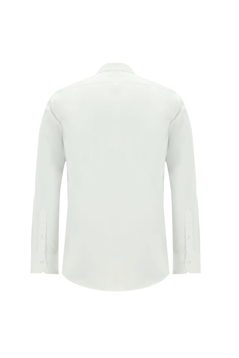 Beyaz Uzun Kol Slim Fit Dar Kesim Non Iron Saten Pamuklu Gömlek