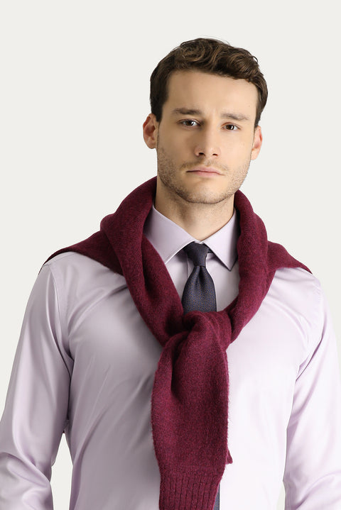 Lila Uzun Kol Slim Fit Dar Kesim Non Iron Saten Pamuklu Gömlek