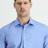 Aqua Mavisi Uzun Kol Slim Fit Dar Kesim Non Iron Klasik Pamuklu Kolay Ütülenebilir Gömlek