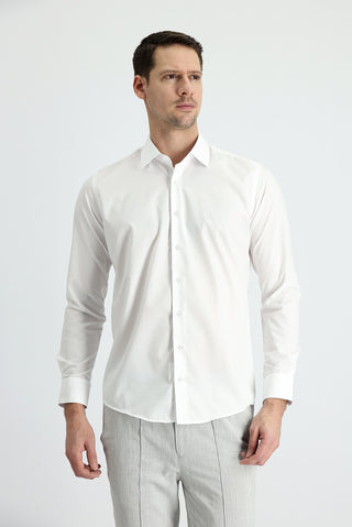  Beyaz Uzun Kol Slim Fit Dar Kesim Non Iron Klasik Pamuklu Gömlek