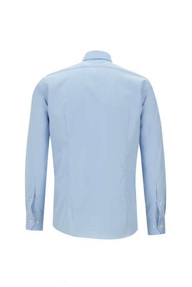  Uçuk Mavi Uzun Kol Slim Fit Dar Kesim Klasik Non Iron Saten Pamuklu Gömlek