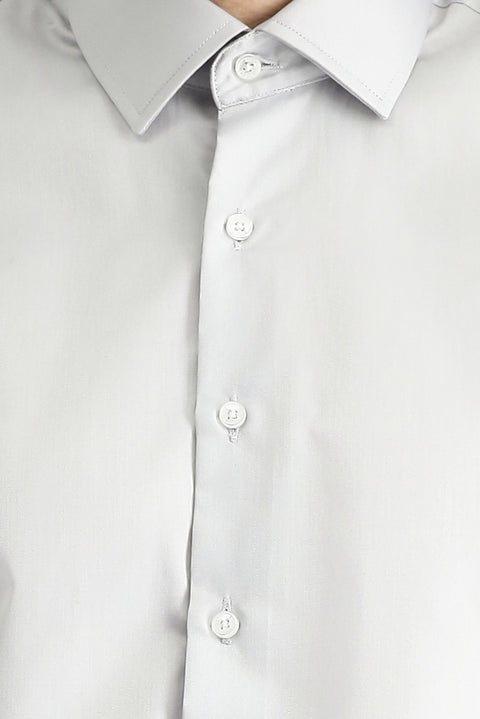 Orta Gri Uzun Kol Slim Fit Dar Kesim Klasik Non Iron Saten Pamuklu Gömlek