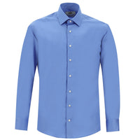 Aqua Mavisi Uzun Kol Slim Fit Dar Kesim Klasik Non Iron Saten Pamuklu Gömlek