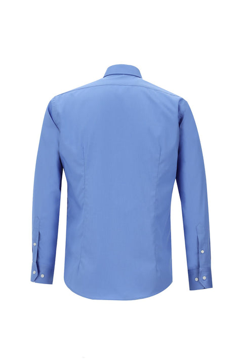 Aqua Mavisi Uzun Kol Slim Fit Dar Kesim Klasik Non Iron Saten Pamuklu Gömlek