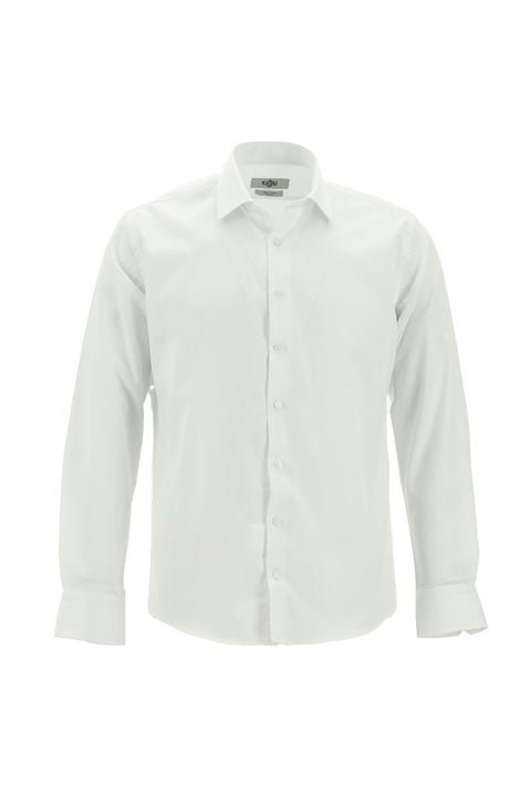 Beyaz Uzun Kol Slim Fit Dar Kesim Klasik Non Iron Saten Pamuklu Gömlek