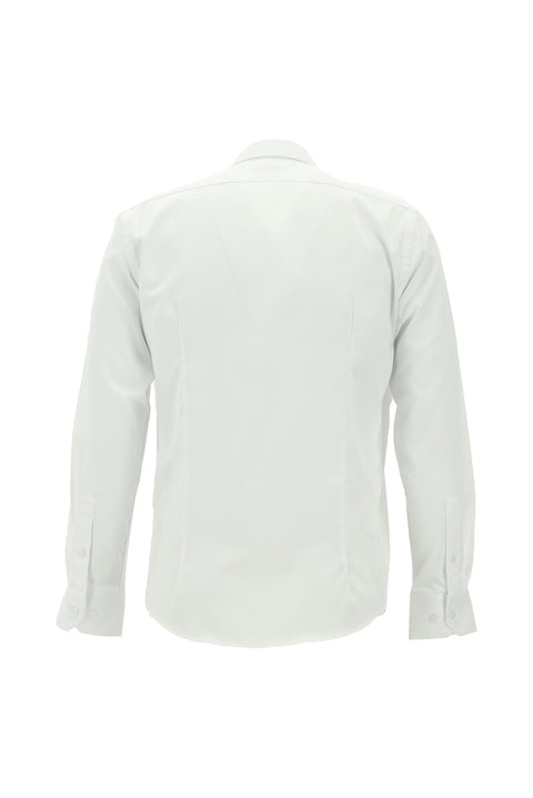 Beyaz Uzun Kol Slim Fit Dar Kesim Klasik Non Iron Saten Pamuklu Gömlek