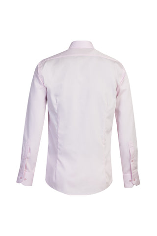  Toz Pembe Uzun Kol Slim Fit Dar Kesim Klasik Non Iron Saten Pamuklu Gömlek