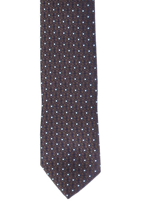Koyu Kahve Mikro Desenli Kravat