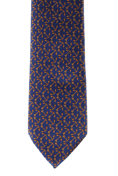 Koyu Lacivert Desenli Kravat