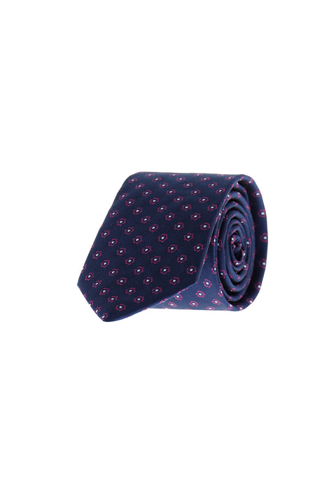 Orta Lacivert Desenli Kravat