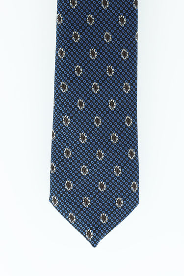  Mavi Çiçek Desenli Kravat