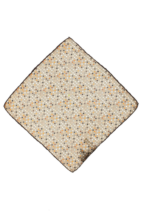 Orta Bej Desenli İpek Mendil