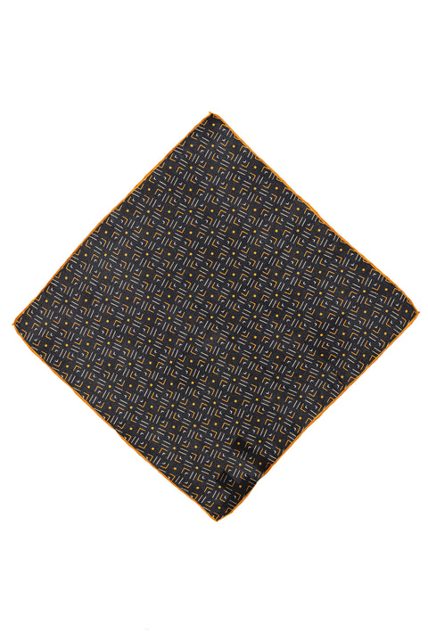 Orta Kahve Desenli İpek Mendil