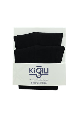  Siyah 2'li Düz Pamuklu Süprem Boxer Seti