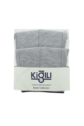  Orta Füme 2'li Düz Pamuklu Süprem Boxer Seti