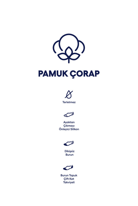 Siyah 2'li Pamuklu Desenli Loafer Çorap Seti