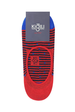  Saks Mavi 2'li Pamuklu Desenli Loafer Çorap Seti