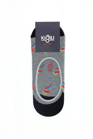  Bulut Gri Melanj 2'li Pamuklu Desenli Loafer Çorap Seti