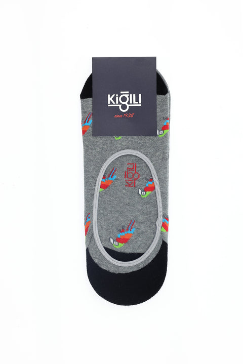 Bulut Gri Melanj 2'li Pamuklu Desenli Loafer Çorap Seti