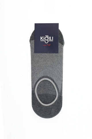  Bulut Gri Melanj 2'li Pamuklu Desenli Loafer Çorap Seti