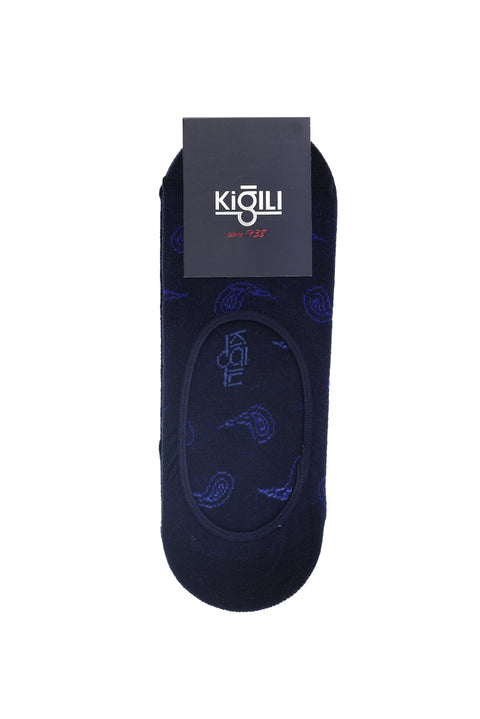 Orta Lacivert 2'li Pamuklu Desenli Loafer Çorap Seti