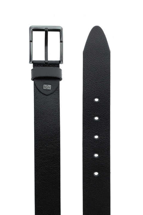 Siyah Spor Desenli Deri Kemer