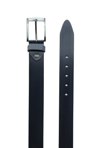  Koyu Lacivert Spor Desenli Deri Kemer