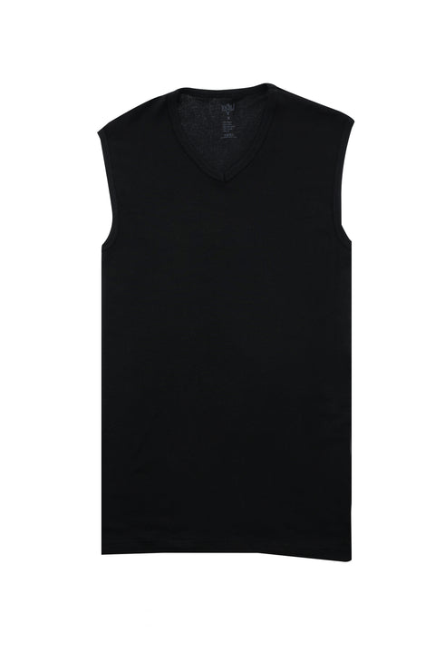 Siyah 2'li V Yaka Pamuk Atlet Seti