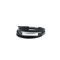 Siyah Deri Çelik Trend Bileklik