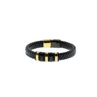 Siyah Deri Çelik Bileklik