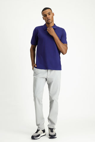  Orta Lacivert Polo Yaka Regular Fit Nakışlı Pamuk Tişört