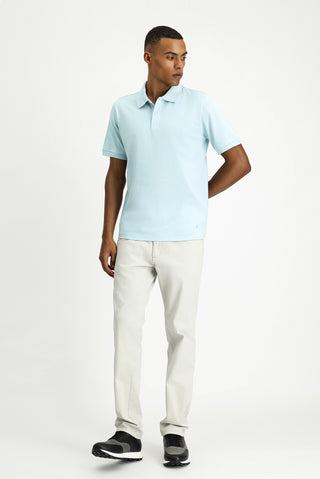  Açık Mavi Polo Yaka Regular Fit Nakışlı Pamuk Tişört