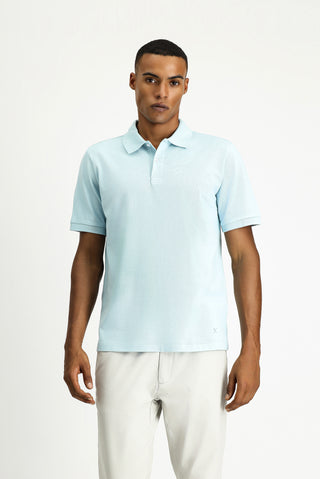  Açık Mavi Polo Yaka Regular Fit Nakışlı Pamuk Tişört
