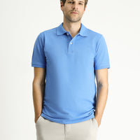 Koyu Mavi  Polo Yaka Regular Fit Nakışlı Pamuk Tişört