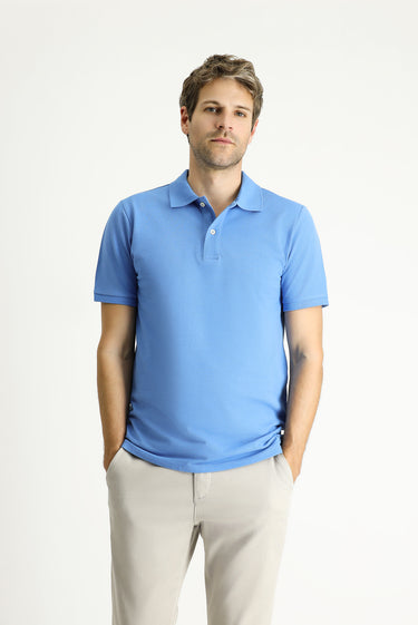  Koyu Mavi  Polo Yaka Regular Fit Nakışlı Pamuk Tişört