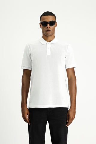  Beyaz Polo Yaka Regular Fit Nakışlı Pamuk Tişört