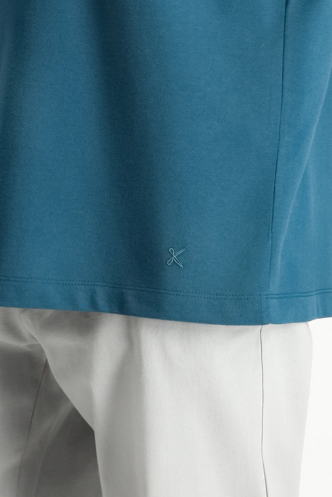 Medium Petrol Polo Collar Regular Fit Embroidered T-Shirt