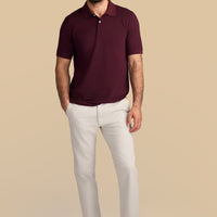 Koyu Bordo Polo Yaka Regular Fit Nakışlı Tişört