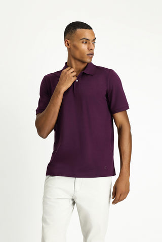  Mürdüm Polo Yaka Regular Fit Nakışlı Pamuk Tişört