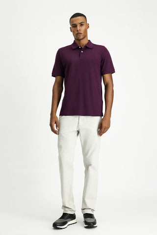  Mürdüm Polo Yaka Regular Fit Nakışlı Pamuk Tişört