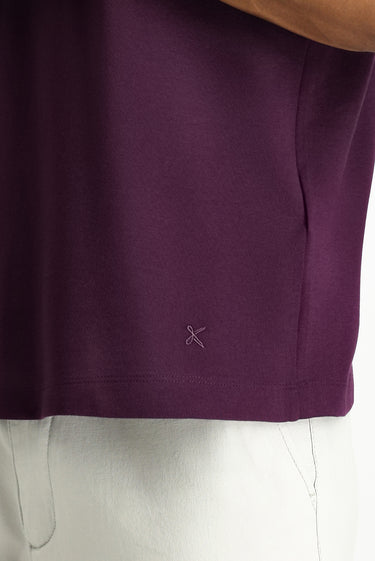 Mürdüm Polo Yaka Regular Fit Nakışlı Tişört