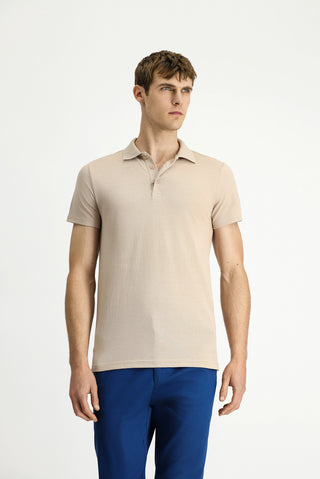  Orta Bej Polo Yaka Regular Fit Nakışlı Pamuklu Tişört