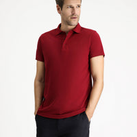 Açık Bordo Polo Yaka Regular Fit Nakışlı Pamuklu Tişört
