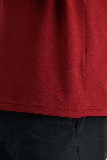 Açık Bordo Polo Yaka Regular Fit Nakışlı Pamuklu Tişört
