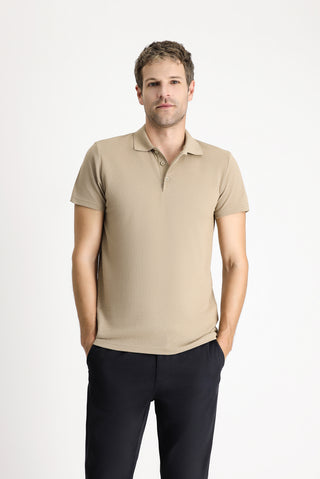  Orta Vizon Polo Yaka Regular Fit Nakışlı Pamuklu Tişört