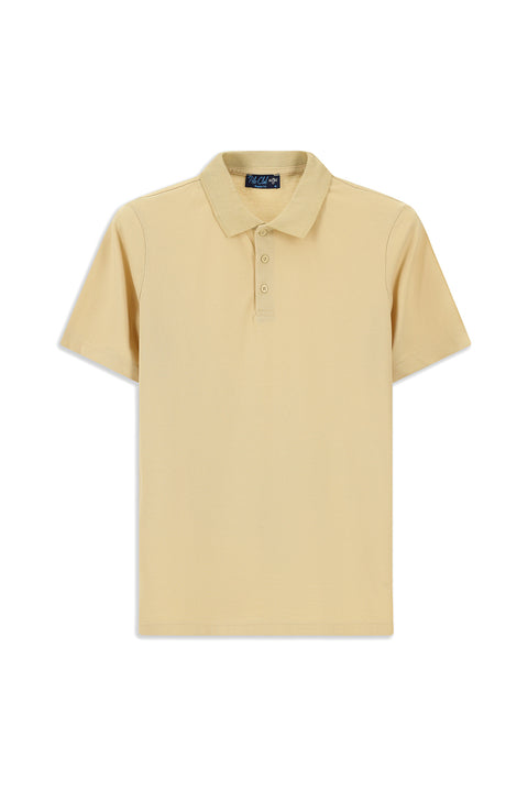 Orta Vizon Polo Yaka Regular Fit Nakışlı Pamuklu Tişört