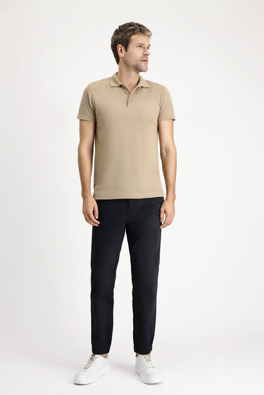  Orta Vizon Polo Yaka Regular Fit Nakışlı Pamuklu Tişört