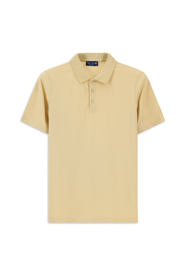 Orta Vizon Polo Yaka Regular Fit Nakışlı Pamuklu Tişört